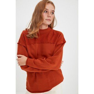 Trendyol Tile Loose Pattern Stand Up Collar Thin Knitted Sweatshirt