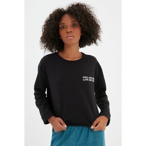 Trendyol Black 100% Organic Fabric Embroidered Knitted Sweatshirt