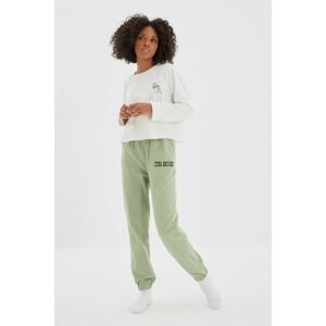 Trendyol Green 100% Organic Fabric Embroidery Detailed Knitted Sweatpants