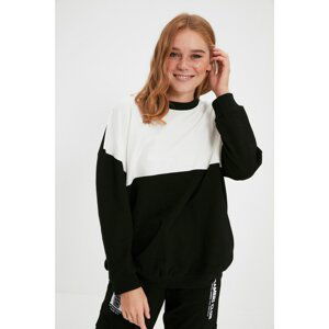 Trendyol Black Color Block Boyfriend Thick Knitted Sweatshirt