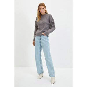 Trendyol Gray Fringe Knitwear Sweater