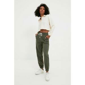 Trendyol Khaki Recycle Loose Jogger Embroidered Knitted Slim Sweatpants
