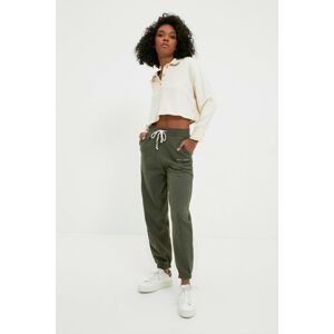 Trendyol Khaki Recycle Loose Jogger Embroidered Knitted Slim Sweatpants
