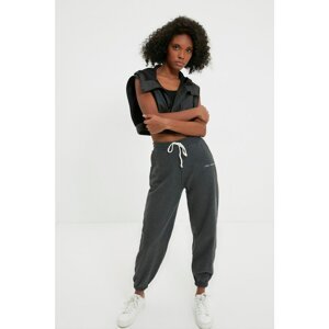 Trendyol Anthracite Recycle Loose Jogger Embroidered Knitted Slim Sweatpants