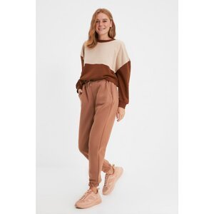 Trendyol Light Brown Thick Basic Knitted Sweatpants With Fleece Inside