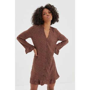Trendyol Brown Heart Patterned Viscose Woven Nightgown