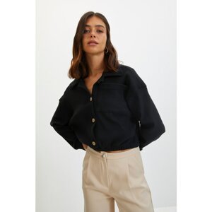 Trendyol Black Buttoned Fake Sweater Knitted Shirt