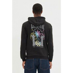 Trendyol Black Men Regular Fit Hoodie Printed Sweatshirt