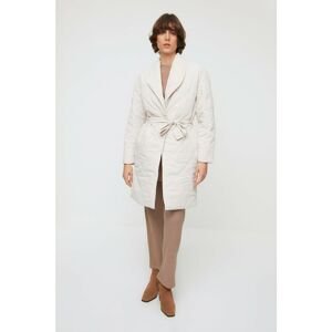 Trendyol Mink Belted Shawl Collar Quilted Coat