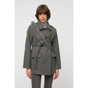 Trendyol Anthracite Belted Cachet Wool Coat