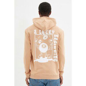 Trendyol Camel Men Regular Fit Hoodie Printed Sweatshirt