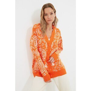 Trendyol Orange Jacquard Knitwear Cardigan
