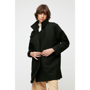 Trendyol Black Oversize Button Closure Stamp Coat