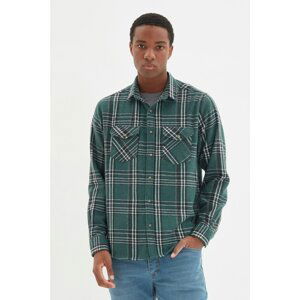 Trendyol Green Men's Double Pocket Covered Regular Shirt