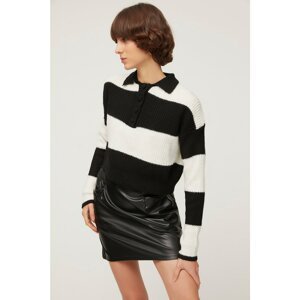 Trendyol Black Soft Textured Color Block Knitwear Sweater