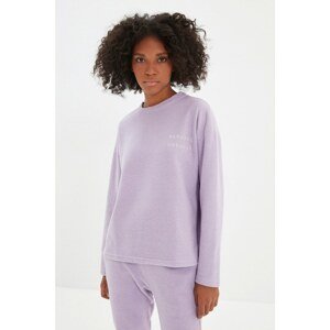 Trendyol Purple Recycle Embroidered Loose Slim Knitted Sweatshirt