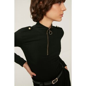 Trendyol Black Zipper Detailed Knitted Body