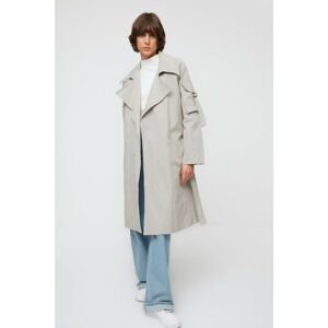 Trendyol Gray Belted Oversize Sleeve Detailed Trench Coat