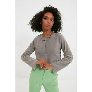 Trendyol Anthracite Fleece Crop Knitted Blouse