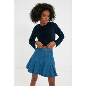 Trendyol Navy Blue Fleece Crop Knitted Blouse