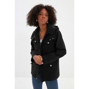 Trendyol Black Hooded Snap Closure Cachet Coat