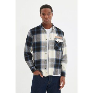 Trendyol Indigo Men's Regular Fit Buttoned Collar Single Covered Pocket Lumberjack Plaid Long Sleeve Shirt