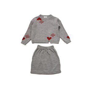 Trendyol Gray Heart Girl Knitwear Bottom-Top Suit