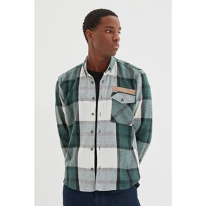 Trendyol Green Men's Regular Fit Buttoned Collar Single Covered Pocket Lumberjack Plaid Shirt