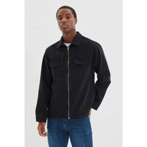 Trendyol Black Men Regular Fit Double Pocket Zipper Denim Jacket