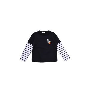 Trendyol Navy Blue Sleeve Detailed Embroidered Boy Knitted Slim Sweatshirt