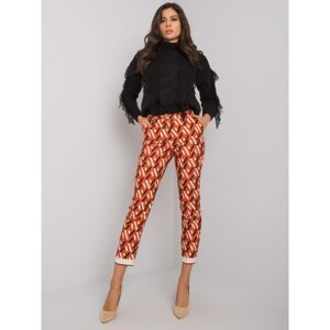 Dark orange fabric trousers with pattern