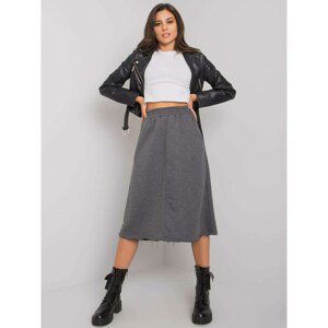 Dark gray melange elongated cotton skirt