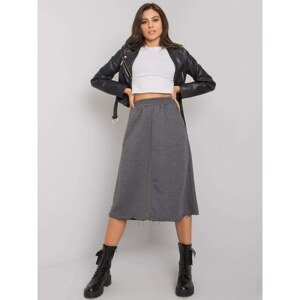 Dark gray melange elongated cotton skirt