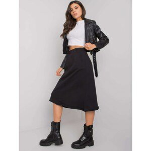 Black cotton flared skirt