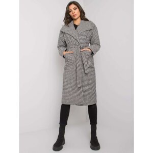 Women's black and white coat with a houndstooth pattern