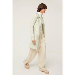 Trendyol Mint Jacquard Hooded Detailed Knitwear Cardigan