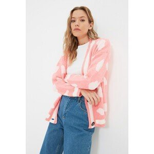 Trendyol Pink Cloud Jacquard Long Knitwear Cardigan