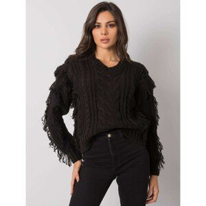 RUE PARIS Black sweater with fringe
