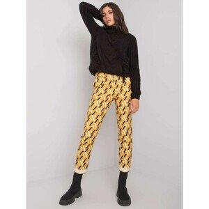 Black and yellow fabric trousers with pattern