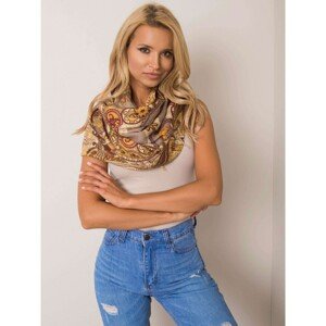 Dark yellow scarf with a decorative print