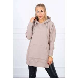 Insulated sweatshirt with slits on the sides dark beige