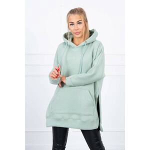 Insulated sweatshirt with slits on the sides of dark mint