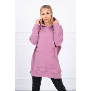 Insulated sweatshirt with slits on the sides dark pink