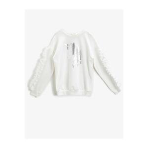 Koton Unicorn Printed Long Sleeve Sweatshirt Sleeve Detailed Cotton