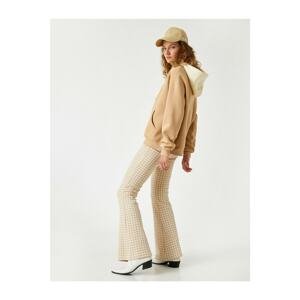 Koton Goose-Water Patterned Spanish Leg High Waist Trousers