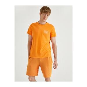Koton Men's Orange Printed T-Shirt Cotton