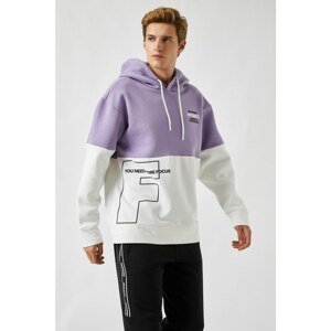 Koton Men's Color Block Oversize Hooded Sweatshirt