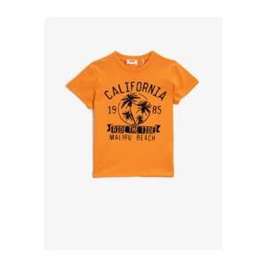 Koton Boy's Orange Printed T-Shirt