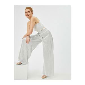 Koton Women's Gray Metallic Wide Leg Pants