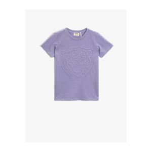 Koton Boy's Lilac Crew Neck T-Shirt Short Sleeve